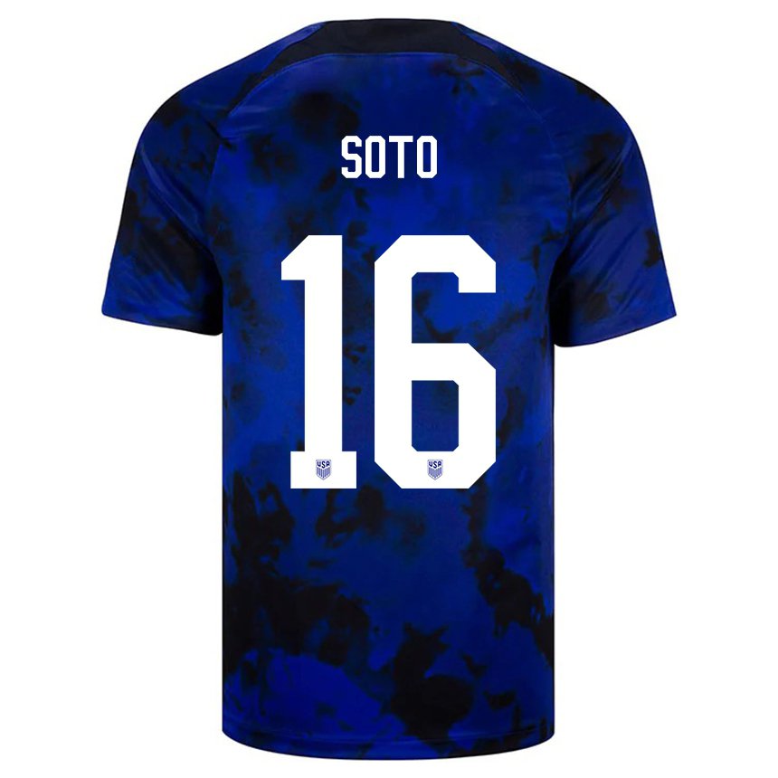 Kinder Us-amerikanische Ezekiel Soto #16 Königsblau Auswärtstrikot Trikot 22-24 T-shirt Belgien