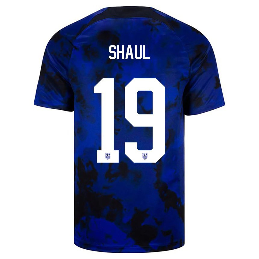 Kinder Us-amerikanische Ian Shaul #19 Königsblau Auswärtstrikot Trikot 22-24 T-shirt Belgien