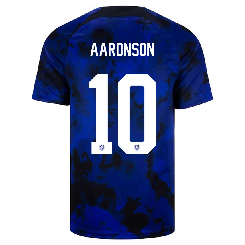 Kinder Us-amerikanische Paxten Aaronson #10 Königsblau Auswärtstrikot Trikot 22-24 T-shirt Belgien