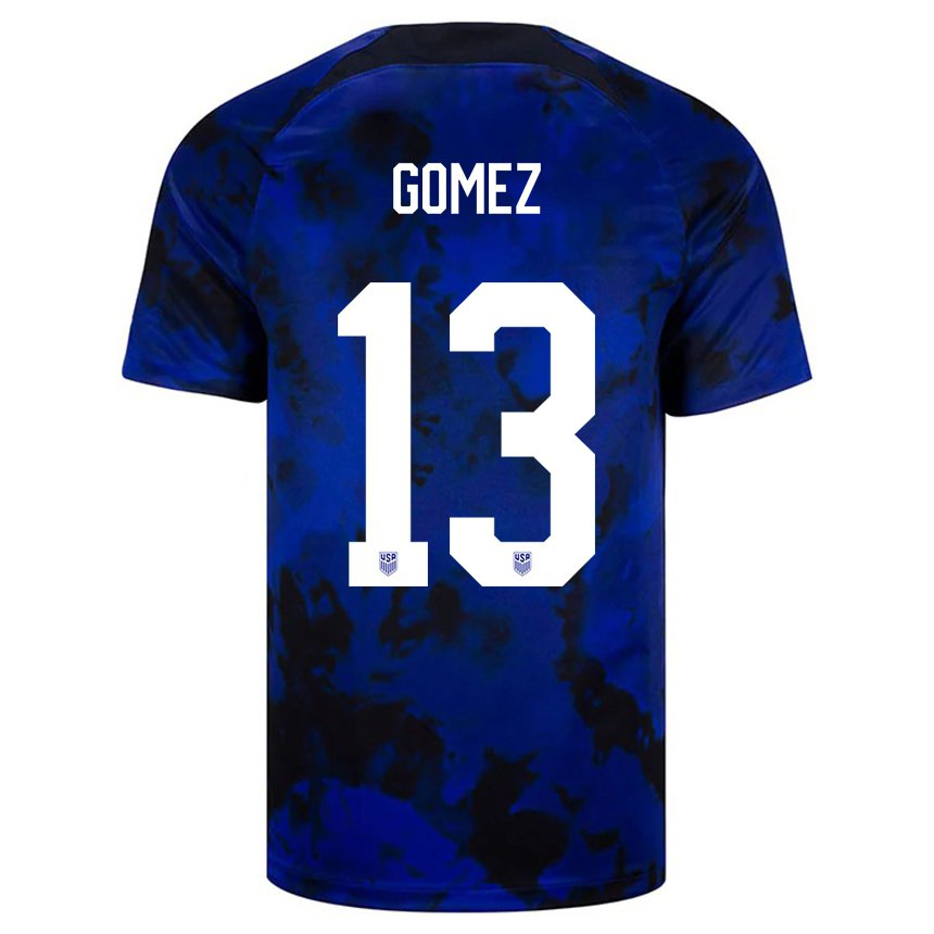 Kinder Us-amerikanische Jonathan Gomez #13 Königsblau Auswärtstrikot Trikot 22-24 T-shirt Belgien