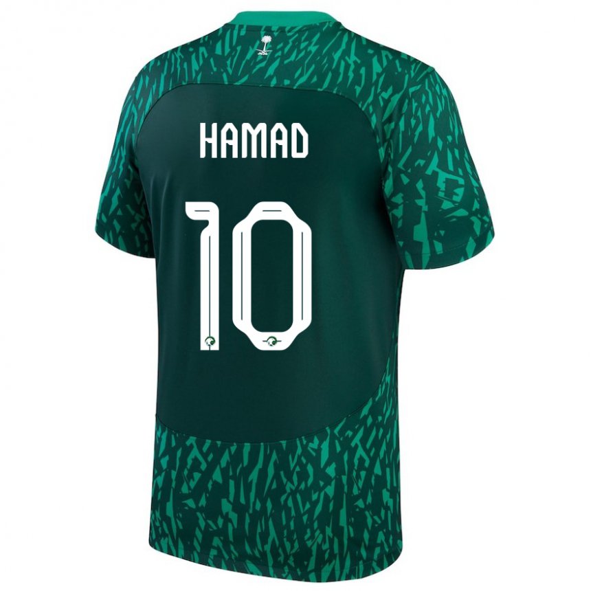 Kinder Saudi-arabische Sarah Hamad #10 Dunkelgrün Auswärtstrikot Trikot 22-24 T-shirt Belgien