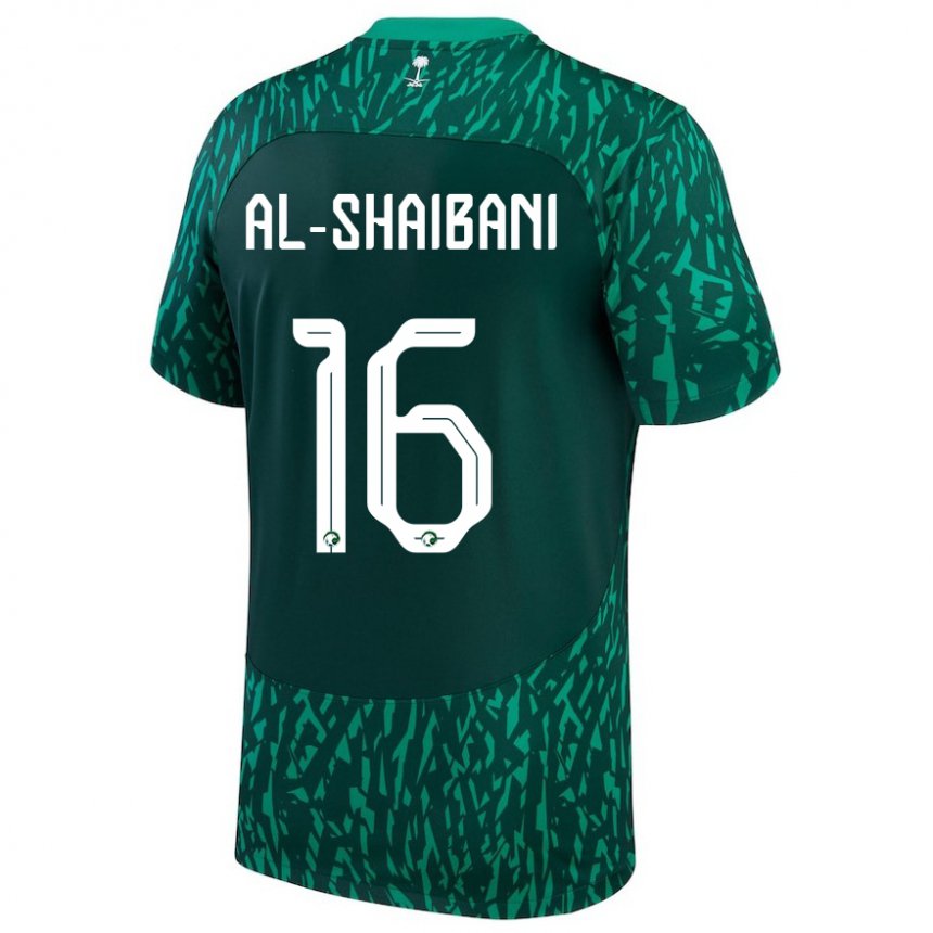 Kinder Saudi-arabische Asrar Al Shaibani #16 Dunkelgrün Auswärtstrikot Trikot 22-24 T-shirt Belgien