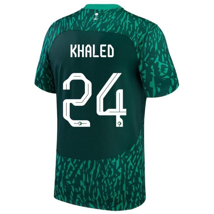 Kinder Saudi-arabische Atheer Khaled #24 Dunkelgrün Auswärtstrikot Trikot 22-24 T-shirt Belgien