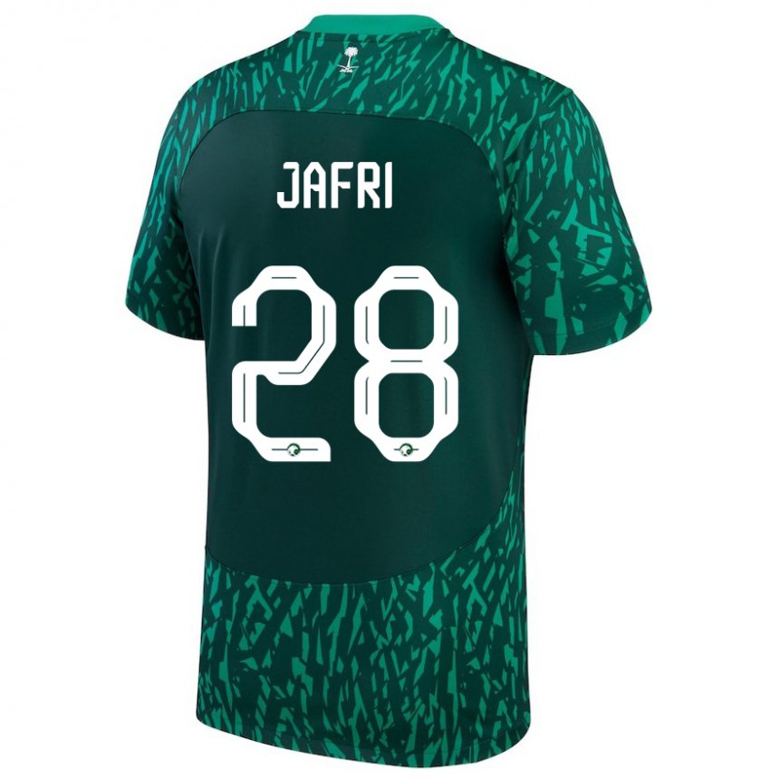 Kinder Saudi-arabische Farah Jafri #28 Dunkelgrün Auswärtstrikot Trikot 22-24 T-shirt Belgien