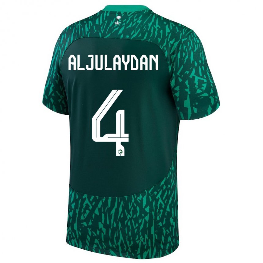 Kinder Saudi-arabische Ahmed Aljulaydan #4 Dunkelgrün Auswärtstrikot Trikot 22-24 T-shirt Belgien