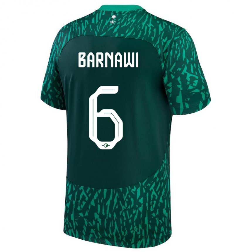 Kinder Saudi-arabische Mohammed Barnawi #6 Dunkelgrün Auswärtstrikot Trikot 22-24 T-shirt Belgien