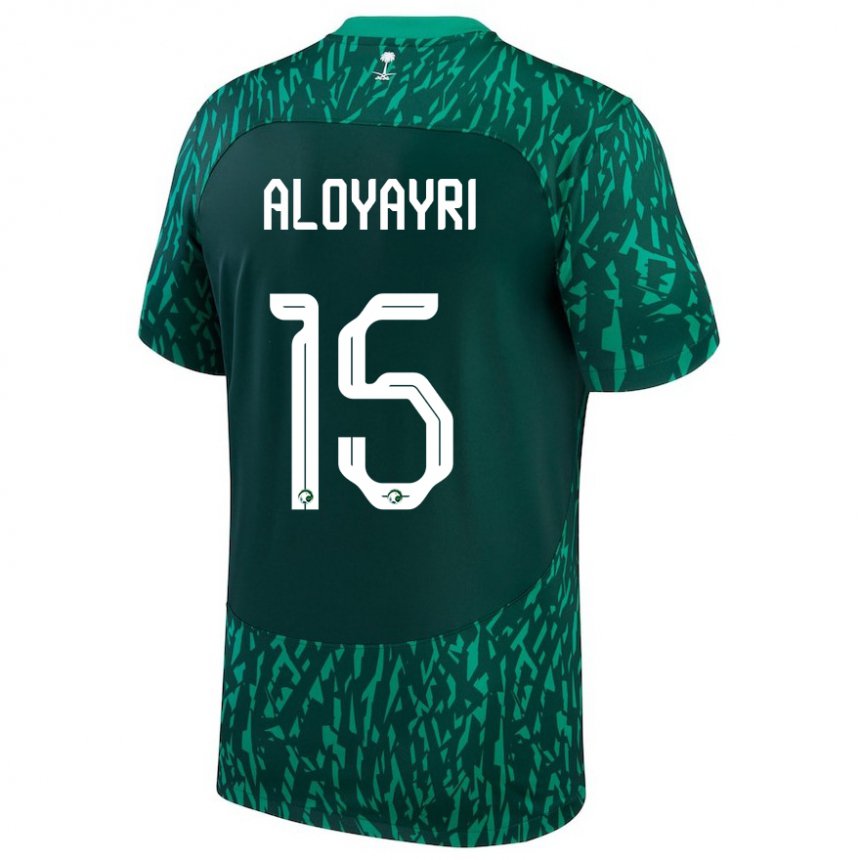 Kinder Saudi-arabische Abdulmalik Aloyayri #15 Dunkelgrün Auswärtstrikot Trikot 22-24 T-shirt Belgien