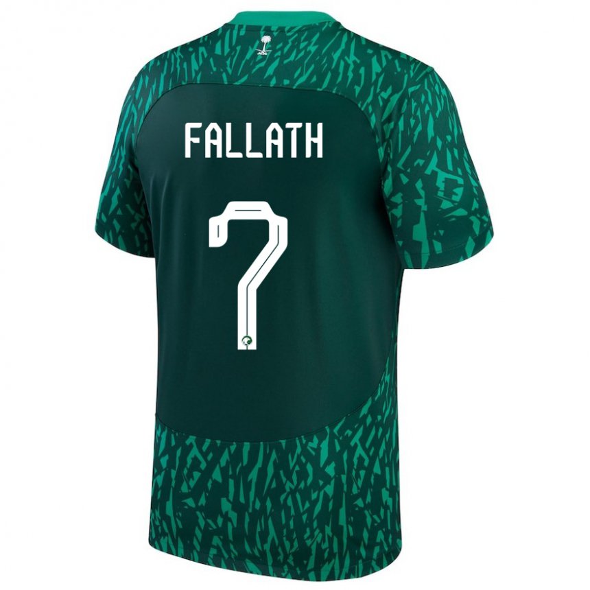 Enfant Maillot Arabie Saoudite Fahad Fallath #7 Vert Foncé Tenues Extérieur 22-24 T-shirt Belgique