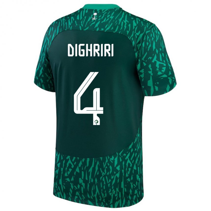 Enfant Maillot Arabie Saoudite Khalid Dighriri #4 Vert Foncé Tenues Extérieur 22-24 T-shirt Belgique