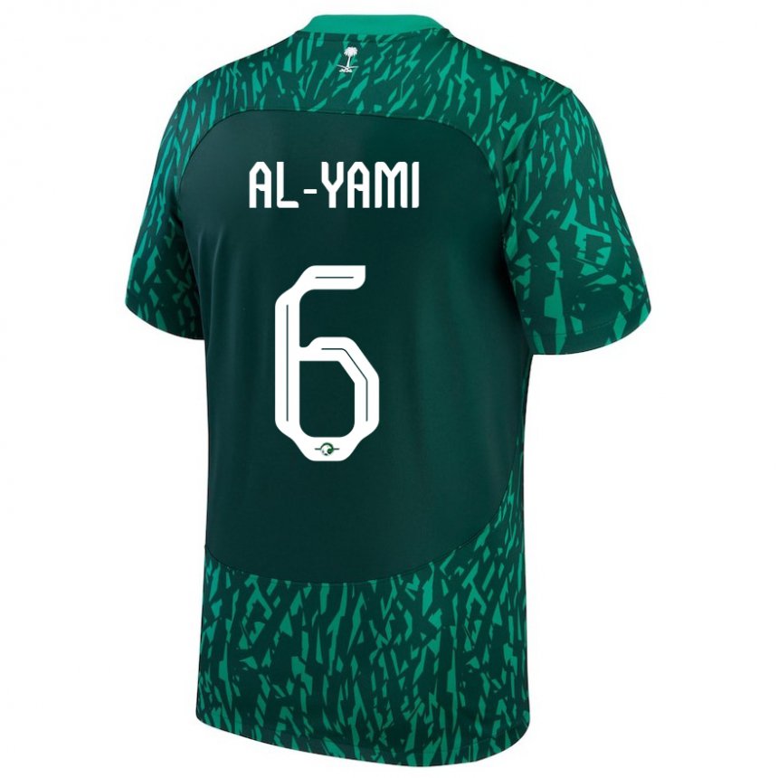 Kinder Saudi-arabische Mohammed Al Yami #6 Dunkelgrün Auswärtstrikot Trikot 22-24 T-shirt Belgien