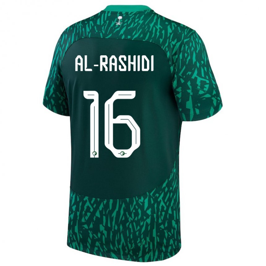 Kinder Saudi-arabische Mohammed Al Rashidi #16 Dunkelgrün Auswärtstrikot Trikot 22-24 T-shirt Belgien
