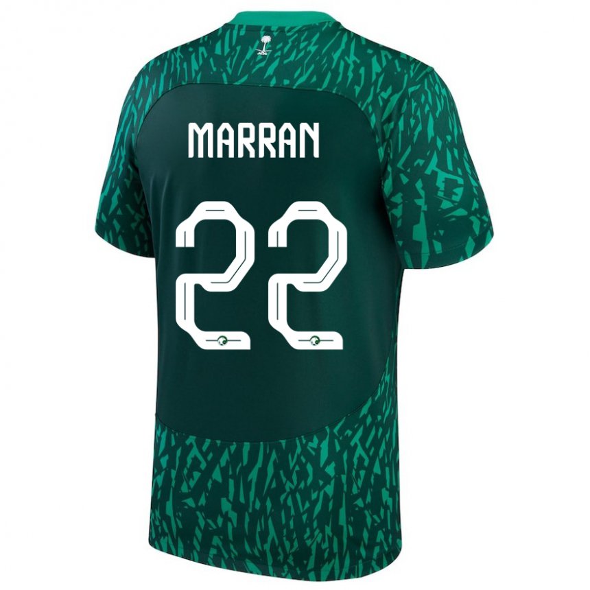 Kinder Saudi-arabische Mohammed Marran #22 Dunkelgrün Auswärtstrikot Trikot 22-24 T-shirt Belgien