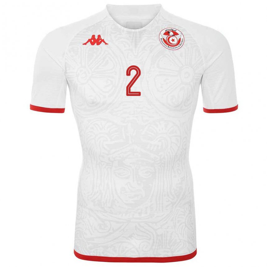 Kinder Tunesische Dhikra Mahfoudh #2 Weiß Auswärtstrikot Trikot 22-24 T-shirt Belgien