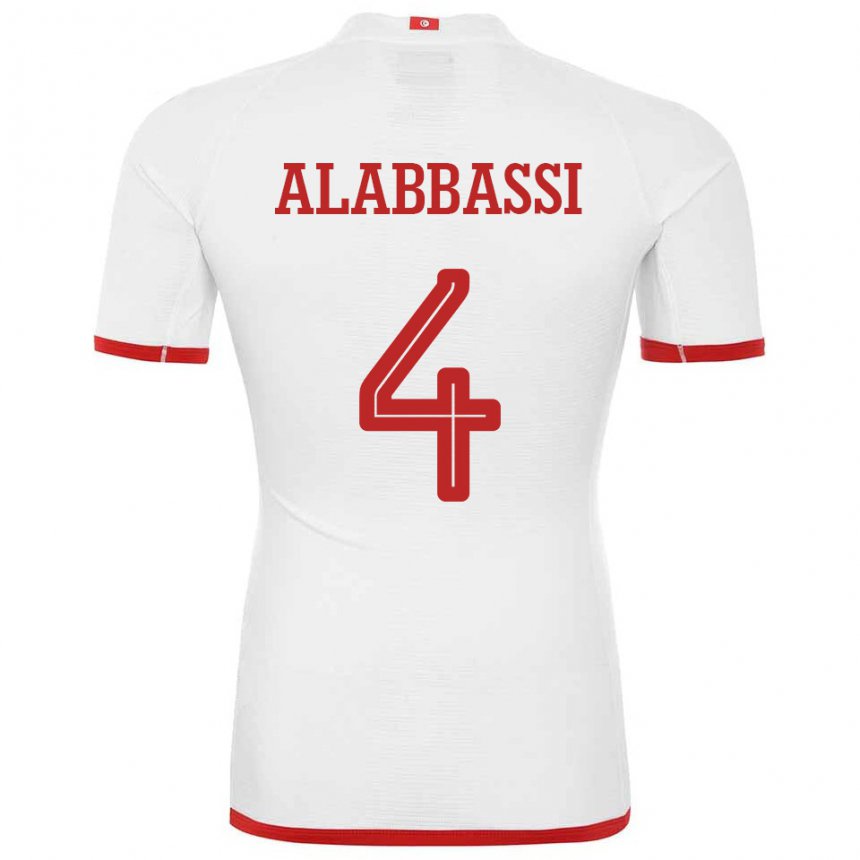 Kinder Tunesische Chaima Alabbassi #4 Weiß Auswärtstrikot Trikot 22-24 T-shirt Belgien