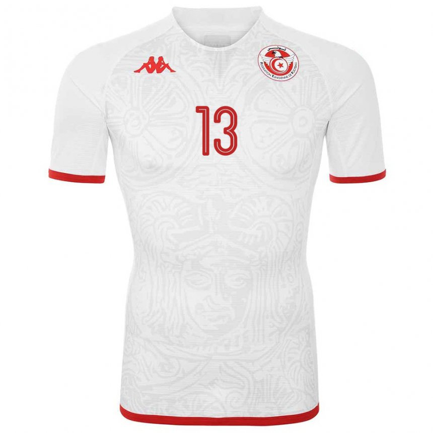 Kinder Tunesische Yasmine Jemai #13 Weiß Auswärtstrikot Trikot 22-24 T-shirt Belgien