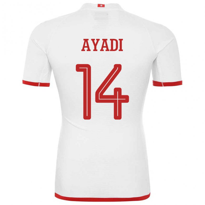 Enfant Maillot Tunisie Ghada Ayadi #14 Blanc Tenues Extérieur 22-24 T-shirt Belgique