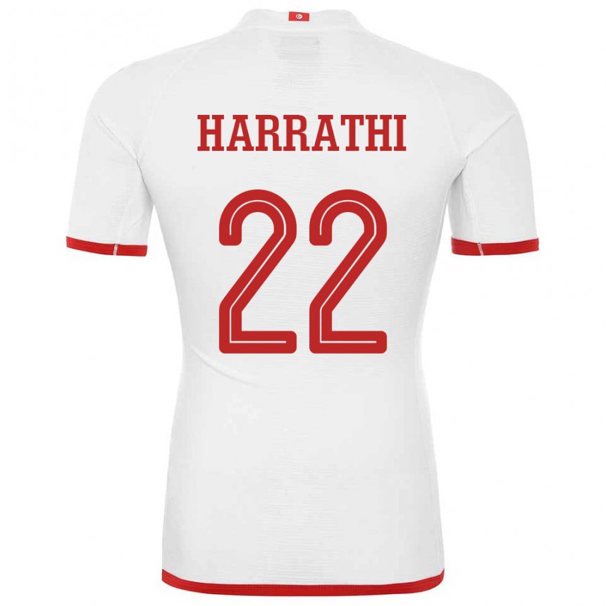 Kinder Tunesische Najla Harrathi #22 Weiß Auswärtstrikot Trikot 22-24 T-shirt Belgien
