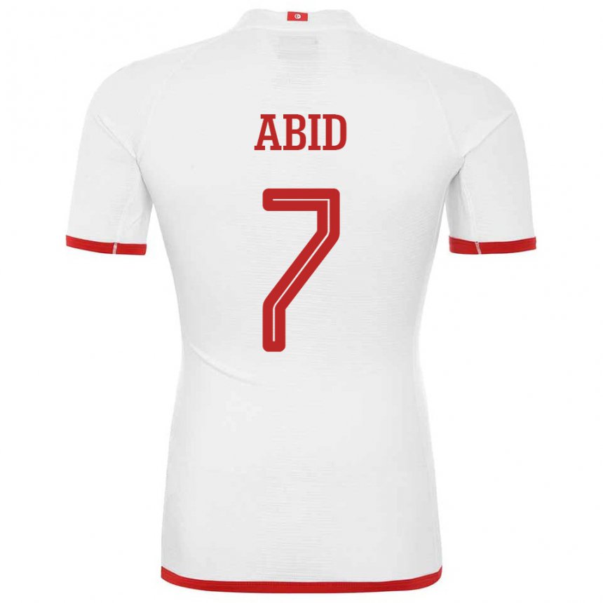 Kinder Tunesische Aziz Abid #7 Weiß Auswärtstrikot Trikot 22-24 T-shirt Belgien