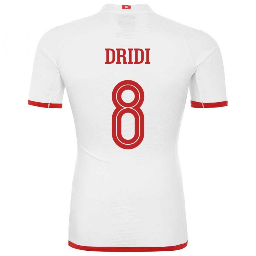 Enfant Maillot Tunisie Yassine Dridi #8 Blanc Tenues Extérieur 22-24 T-shirt Belgique