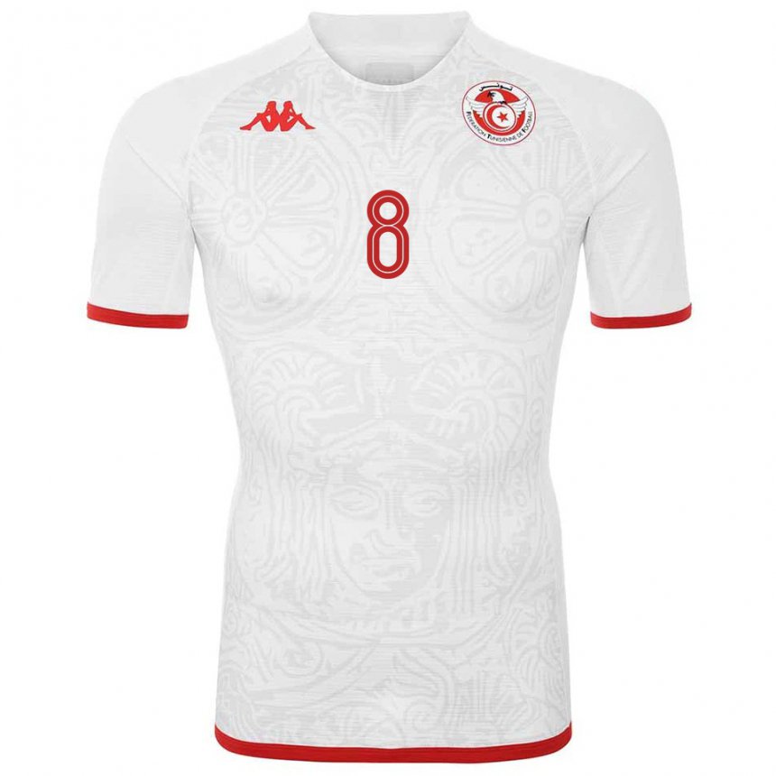 Kinder Tunesische Yassine Dridi #8 Weiß Auswärtstrikot Trikot 22-24 T-shirt Belgien