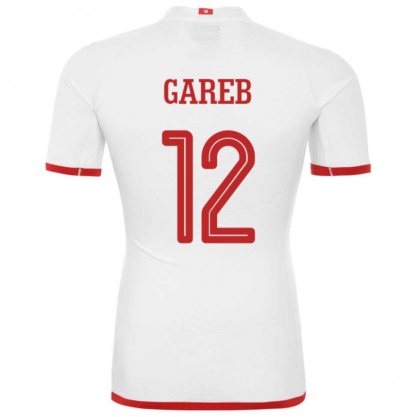 Enfant Maillot Tunisie Adem Gareb #12 Blanc Tenues Extérieur 22-24 T-shirt Belgique