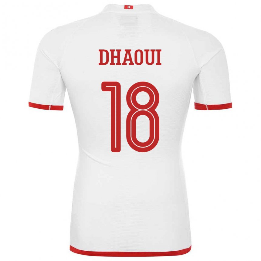 Enfant Maillot Tunisie Mouhamed Dhaoui #18 Blanc Tenues Extérieur 22-24 T-shirt Belgique