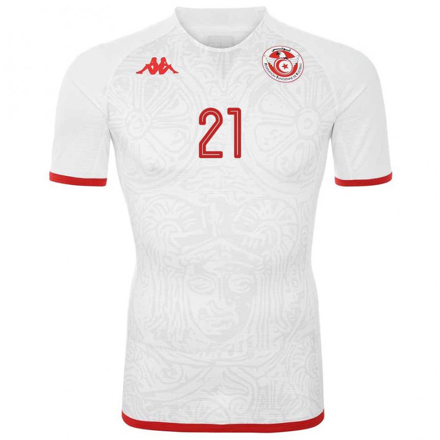Kinder Tunesische Firas Mehdouani #21 Weiß Auswärtstrikot Trikot 22-24 T-shirt Belgien