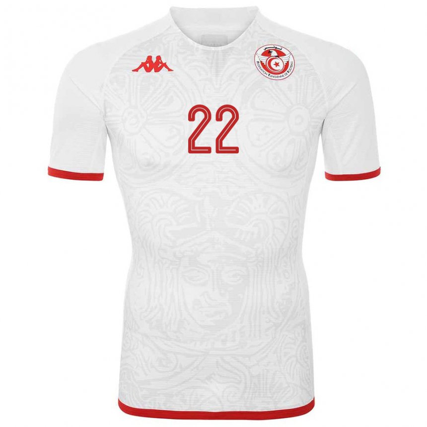 Kinder Tunesische Bechir Abbasi #22 Weiß Auswärtstrikot Trikot 22-24 T-shirt Belgien