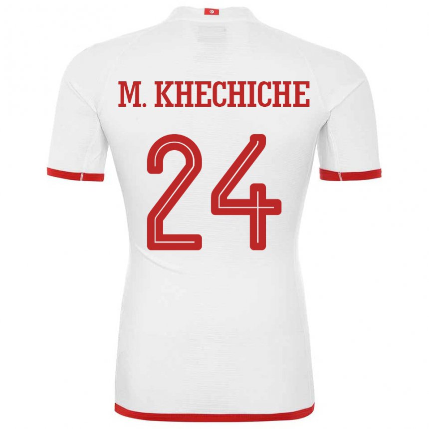 Kinder Tunesische Mohamed Amine Khechiche #24 Weiß Auswärtstrikot Trikot 22-24 T-shirt Belgien