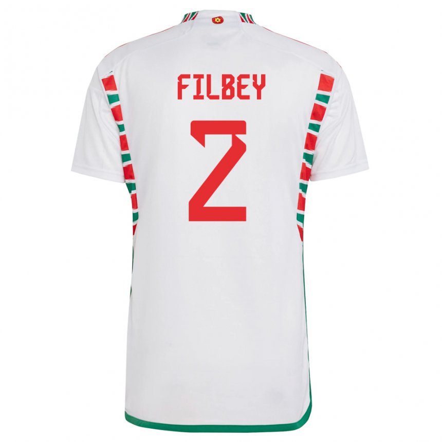Kinder Walisische Anna Filbey #2 Weiß Auswärtstrikot Trikot 22-24 T-shirt Belgien