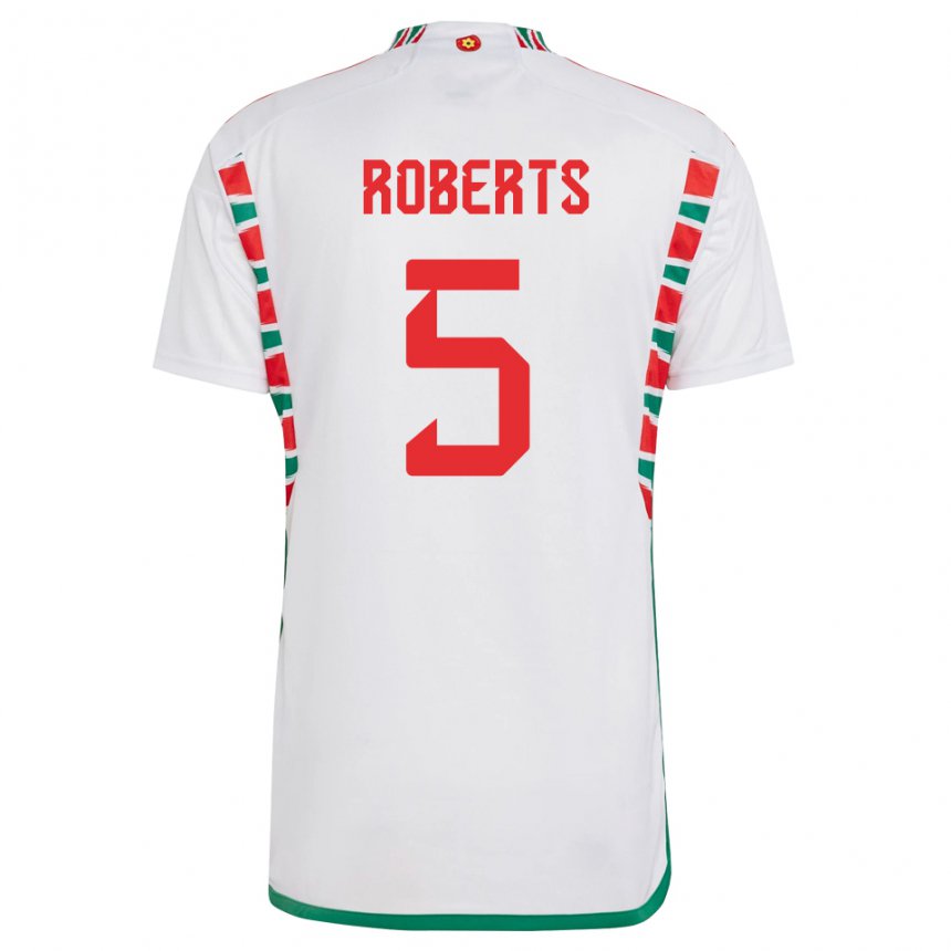 Kinder Walisische Rhiannon Roberts #5 Weiß Auswärtstrikot Trikot 22-24 T-shirt Belgien