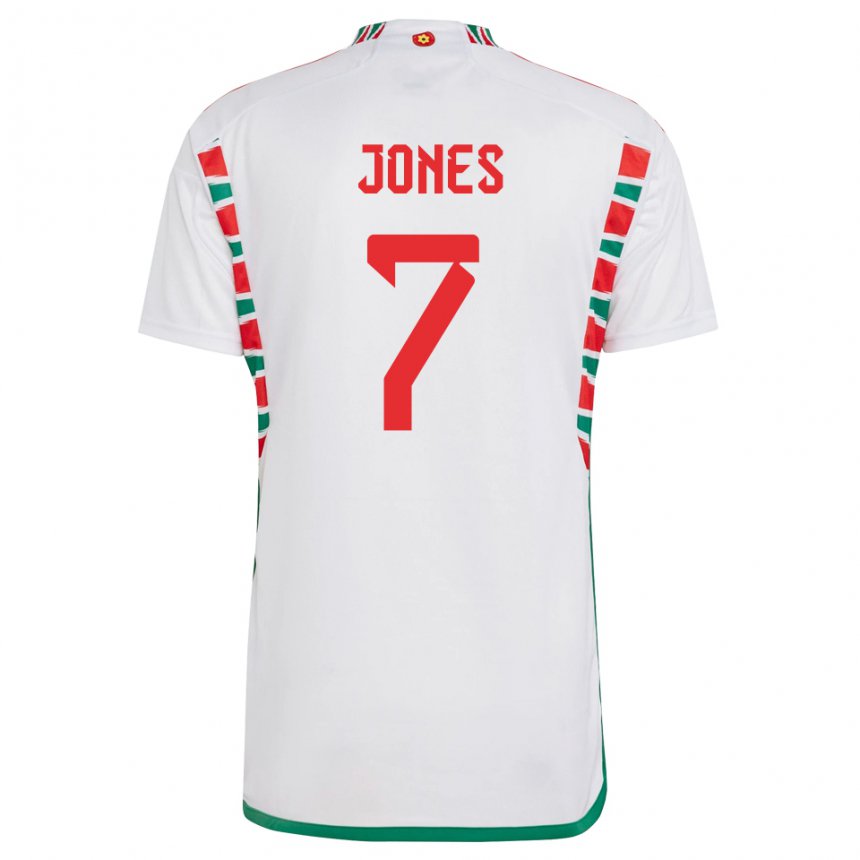 Kinder Walisische Emma Jones #7 Weiß Auswärtstrikot Trikot 22-24 T-shirt Belgien