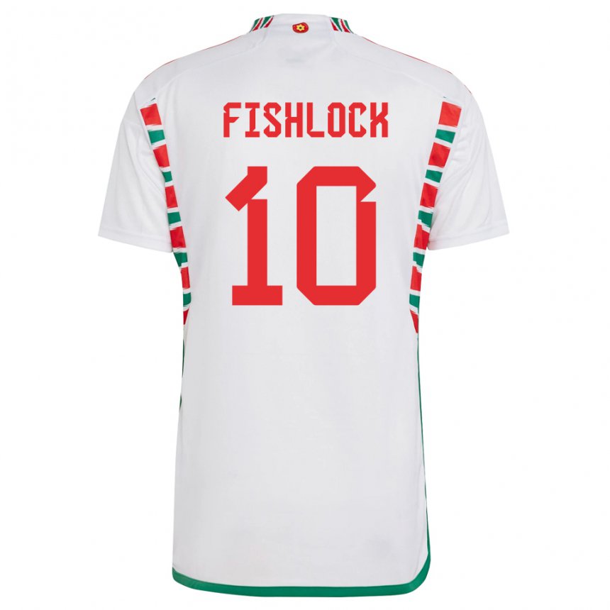 Kinder Walisische Jessica Fishlock #10 Weiß Auswärtstrikot Trikot 22-24 T-shirt Belgien