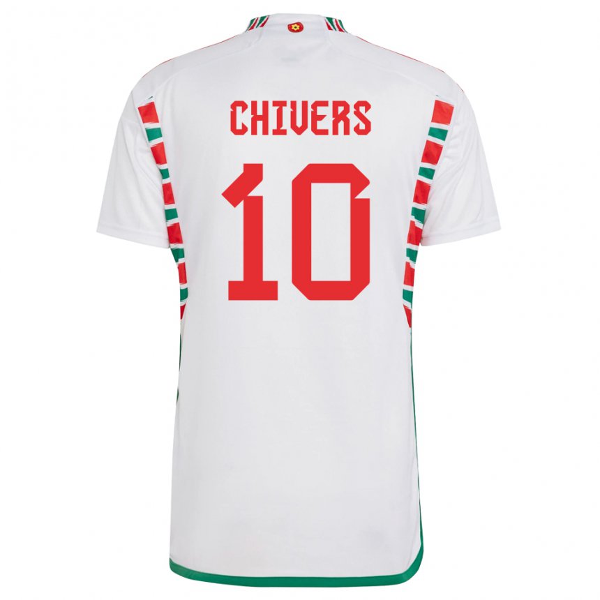 Enfant Maillot Pays De Galles Chloe Chivers #10 Blanc Tenues Extérieur 22-24 T-shirt Belgique
