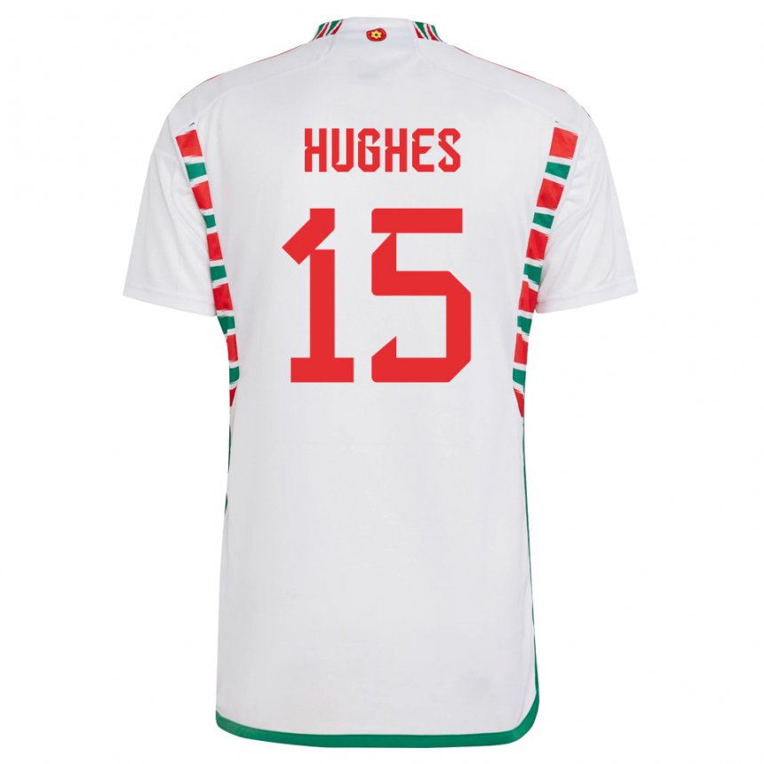 Kinder Walisische Elise Hughes #15 Weiß Auswärtstrikot Trikot 22-24 T-shirt Belgien