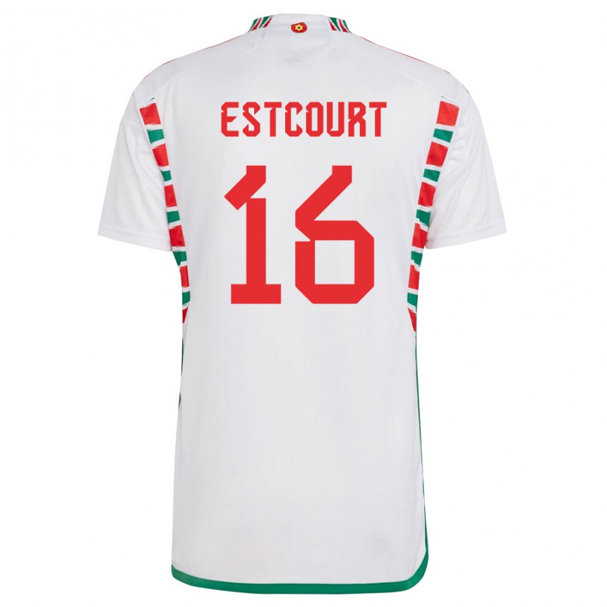 Kinder Walisische Charlotte Estcourt #16 Weiß Auswärtstrikot Trikot 22-24 T-shirt Belgien