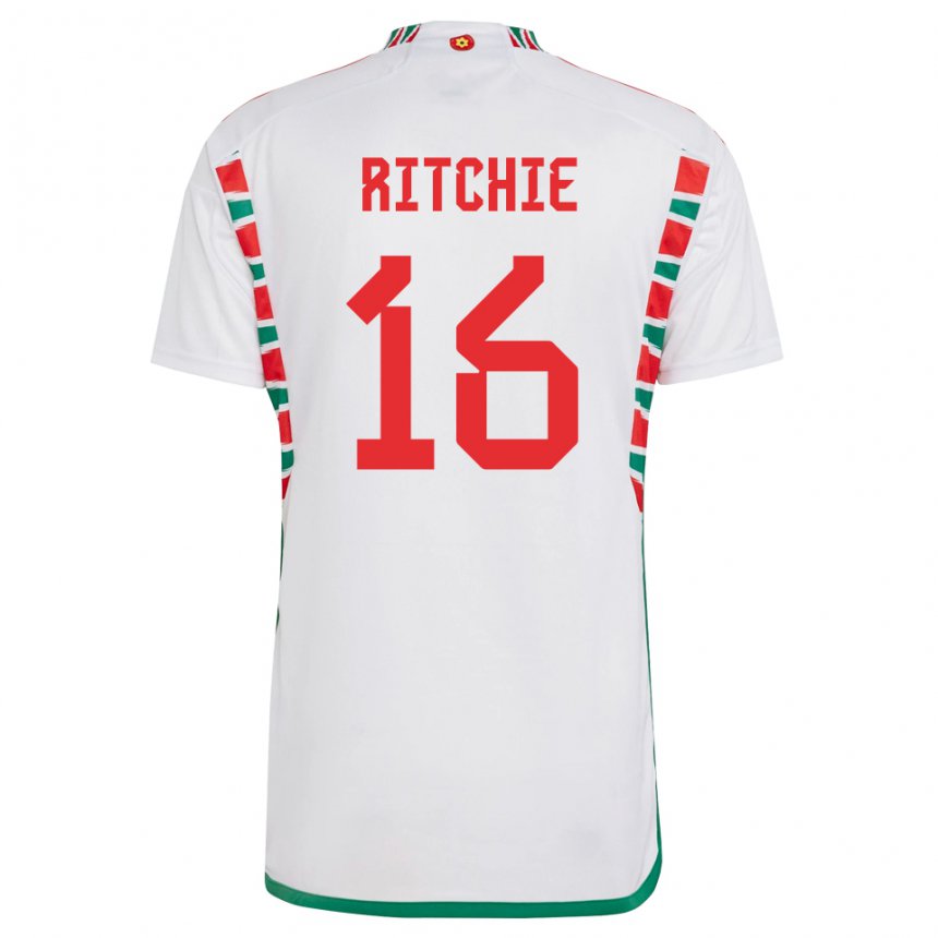 Kinder Walisische Amelia Ritchie #16 Weiß Auswärtstrikot Trikot 22-24 T-shirt Belgien