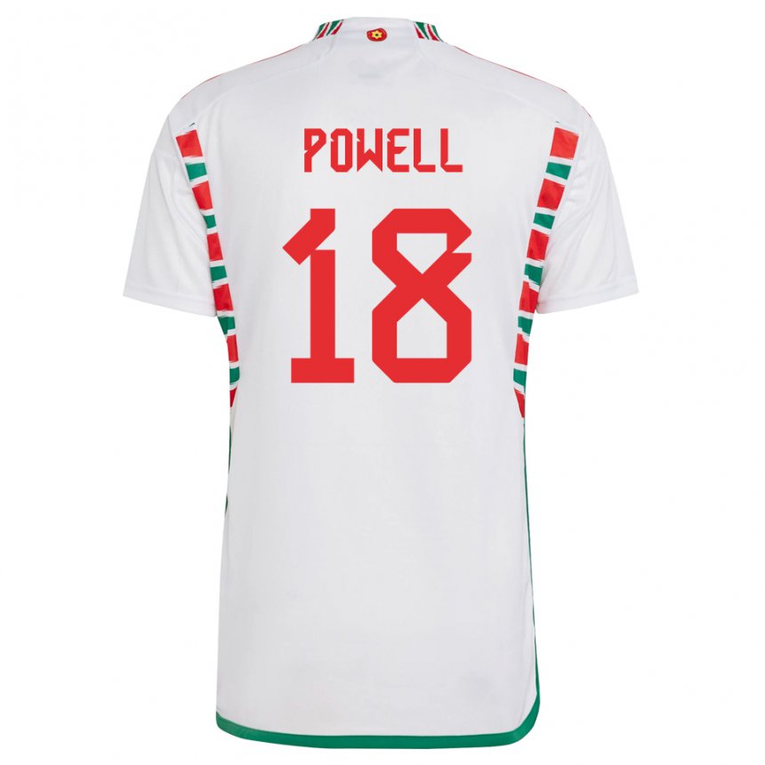 Kinder Walisische Ella Powell #18 Weiß Auswärtstrikot Trikot 22-24 T-shirt Belgien