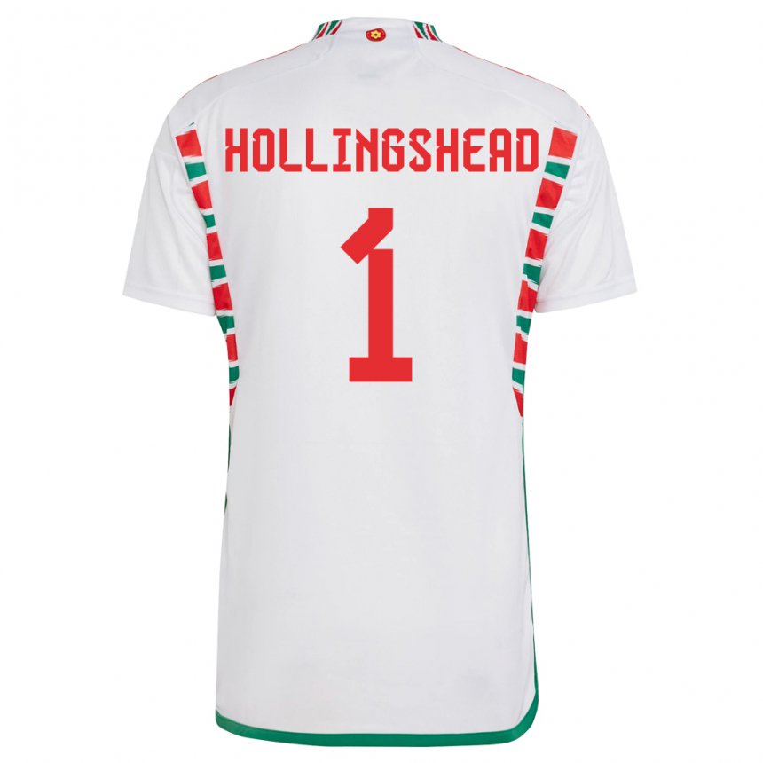 Kinder Walisische Ronnie Hollingshead #1 Weiß Auswärtstrikot Trikot 22-24 T-shirt Belgien