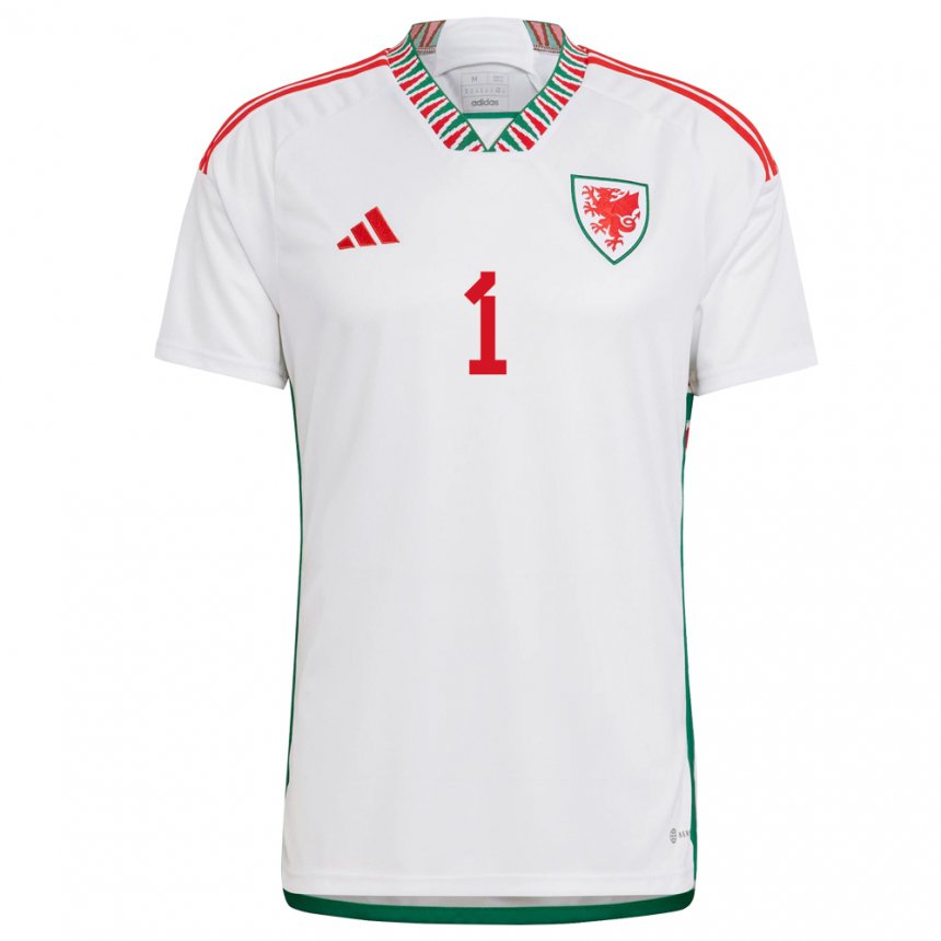 Kinder Walisische Ronnie Hollingshead #1 Weiß Auswärtstrikot Trikot 22-24 T-shirt Belgien