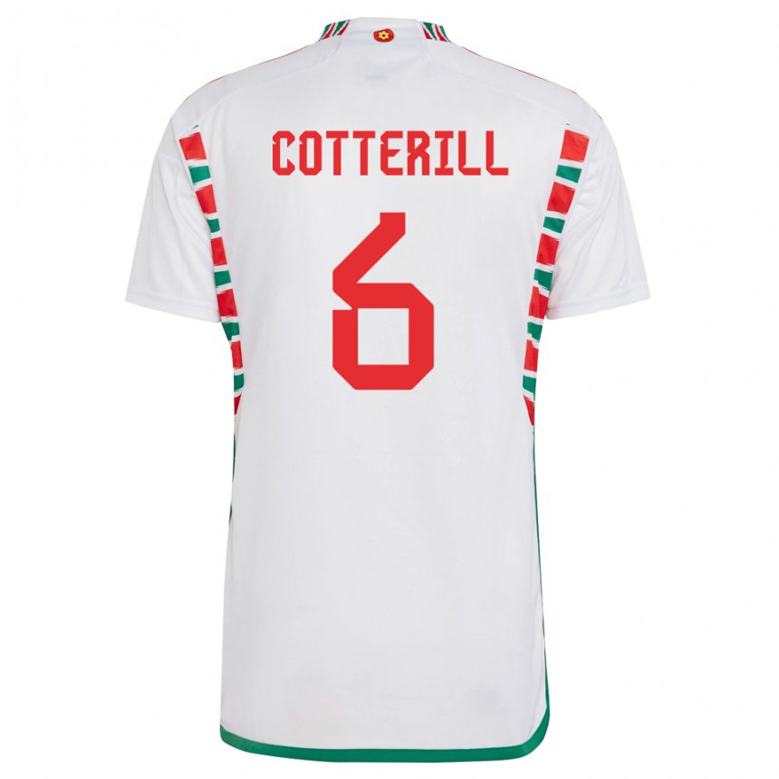 Enfant Maillot Pays De Galles Joel Cotterill #6 Blanc Tenues Extérieur 22-24 T-shirt Belgique