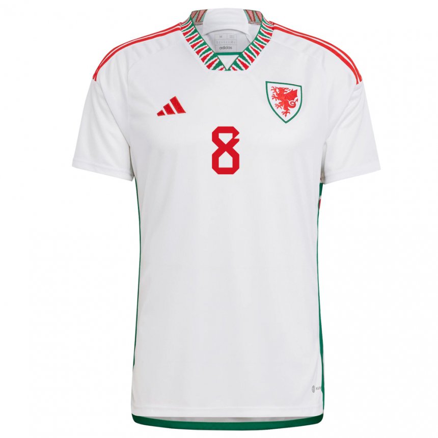 Kinder Walisische Ben Lloyd #8 Weiß Auswärtstrikot Trikot 22-24 T-shirt Belgien