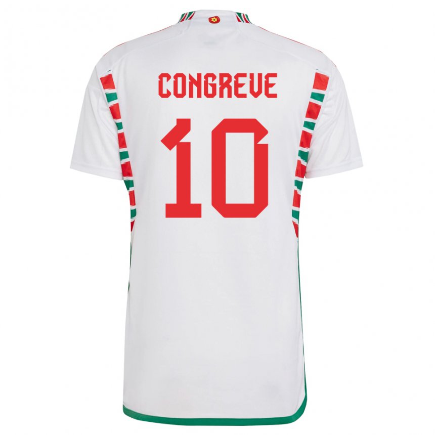 Enfant Maillot Pays De Galles Cameron Congreve #10 Blanc Tenues Extérieur 22-24 T-shirt Belgique