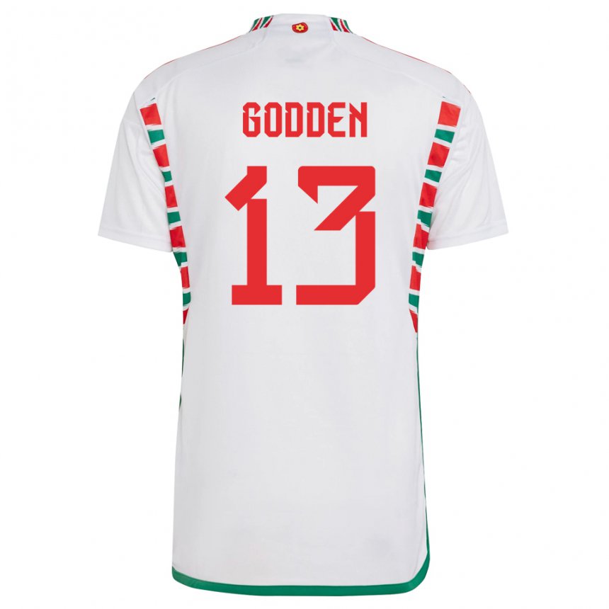 Kinder Walisische Scott Godden #13 Weiß Auswärtstrikot Trikot 22-24 T-shirt Belgien