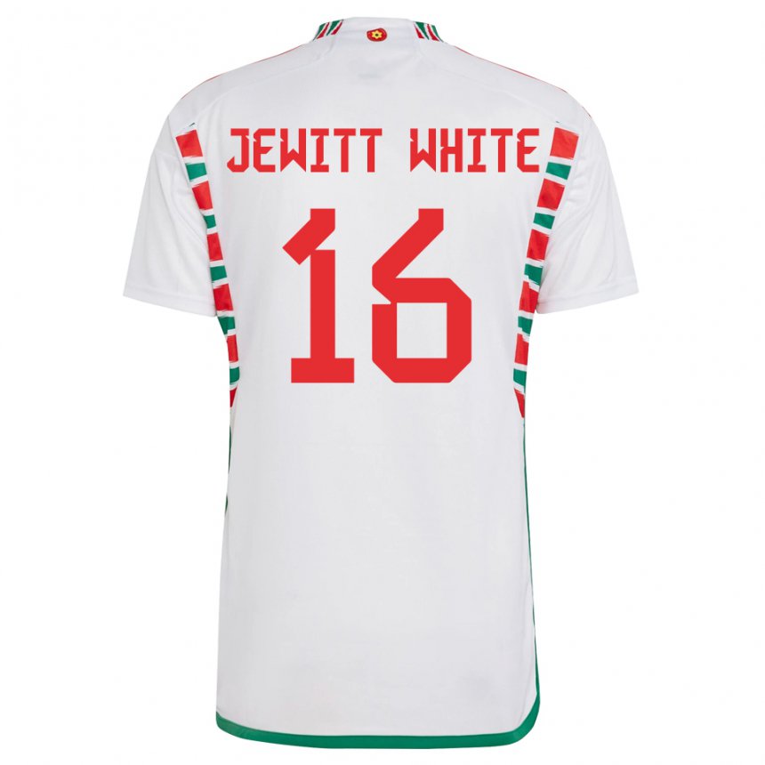 Kinder Walisische Harry Jewitt White #16 Weiß Auswärtstrikot Trikot 22-24 T-shirt Belgien