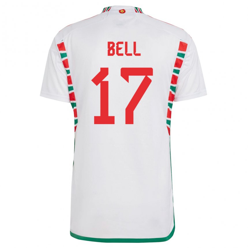 Kinder Walisische Zac Bell #17 Weiß Auswärtstrikot Trikot 22-24 T-shirt Belgien