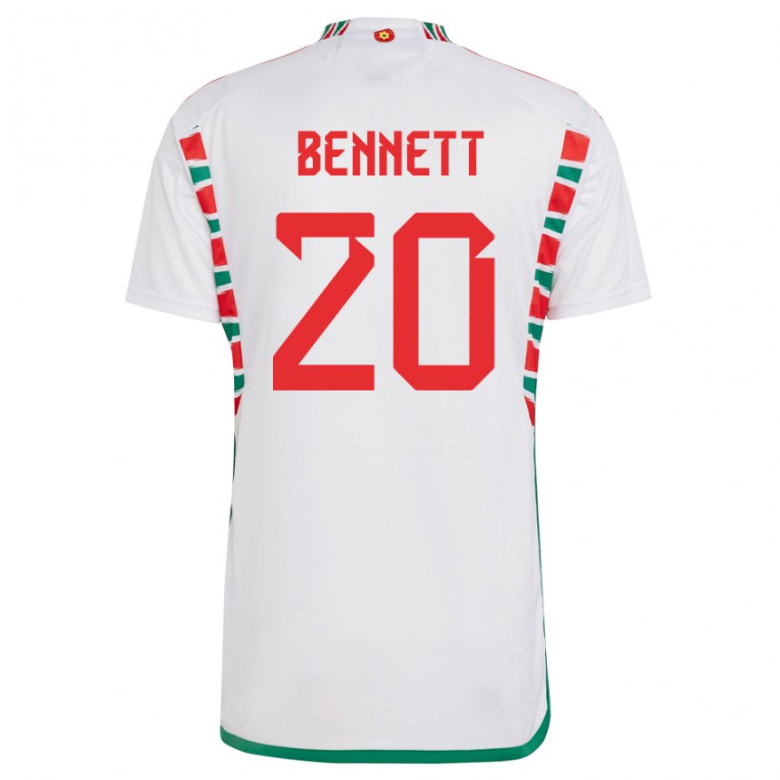 Kinder Walisische Aaron Bennett #20 Weiß Auswärtstrikot Trikot 22-24 T-shirt Belgien