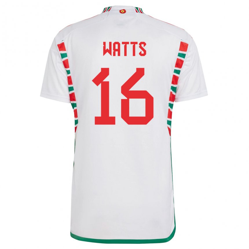 Enfant Maillot Pays De Galles Daniel Watts #16 Blanc Tenues Extérieur 22-24 T-shirt Belgique