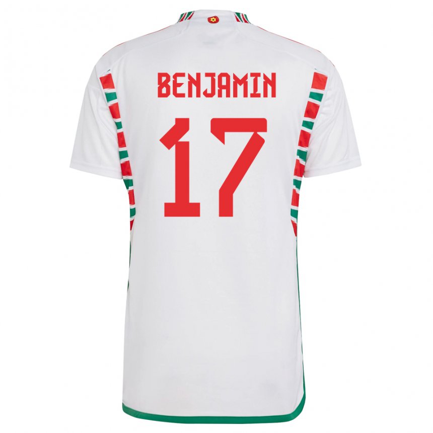 Kinder Walisische Omari Benjamin #17 Weiß Auswärtstrikot Trikot 22-24 T-shirt Belgien