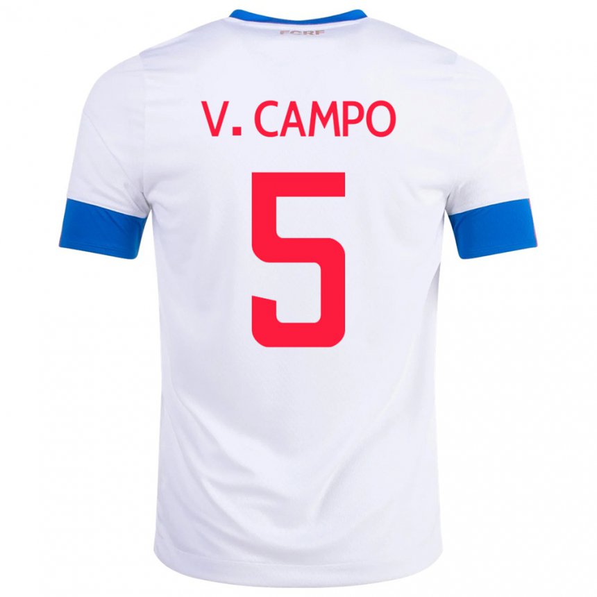 Kinder Costa-ricanische Valeria Del Campo #5 Weiß Auswärtstrikot Trikot 22-24 T-shirt Belgien